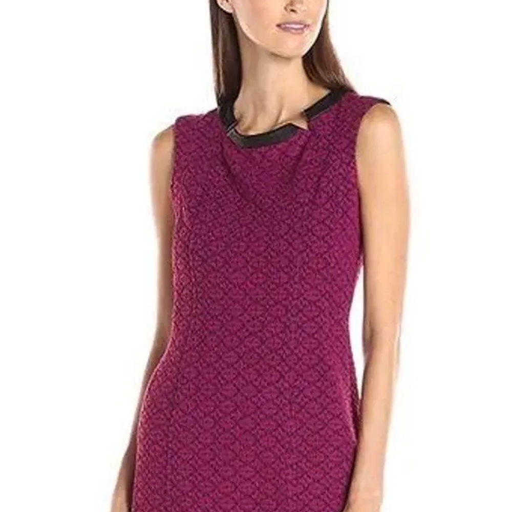 Nanette Lapore Leather Trim Raspberry Dress